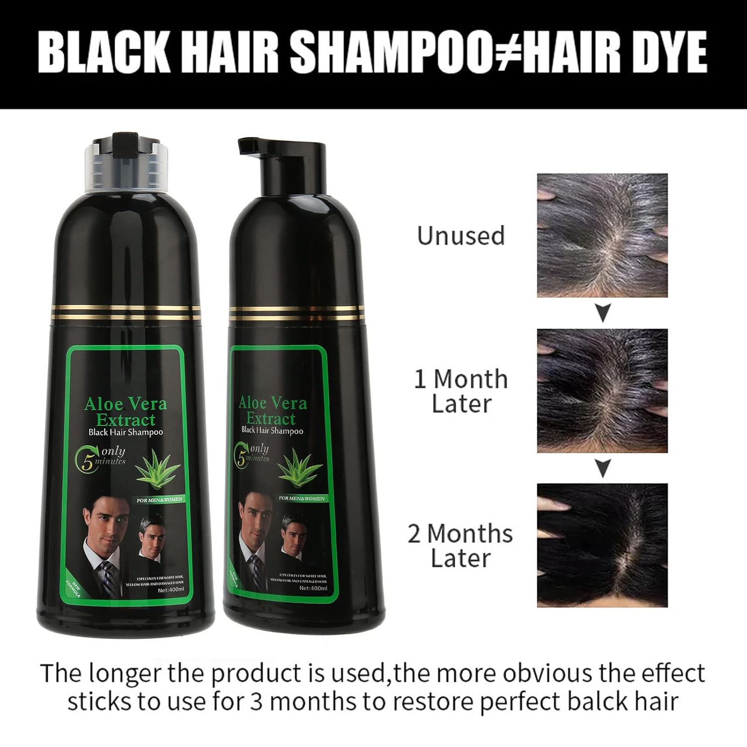 Buy 400ML Hair Shampoo, Black Hair Dye Shampoo Fast Hair Dye Permanent