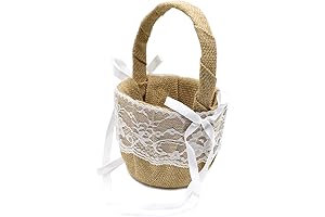 DGQ Burlap Flower Basket Vintage Retro Lace Bow Wedding Flower Girl Basket...
