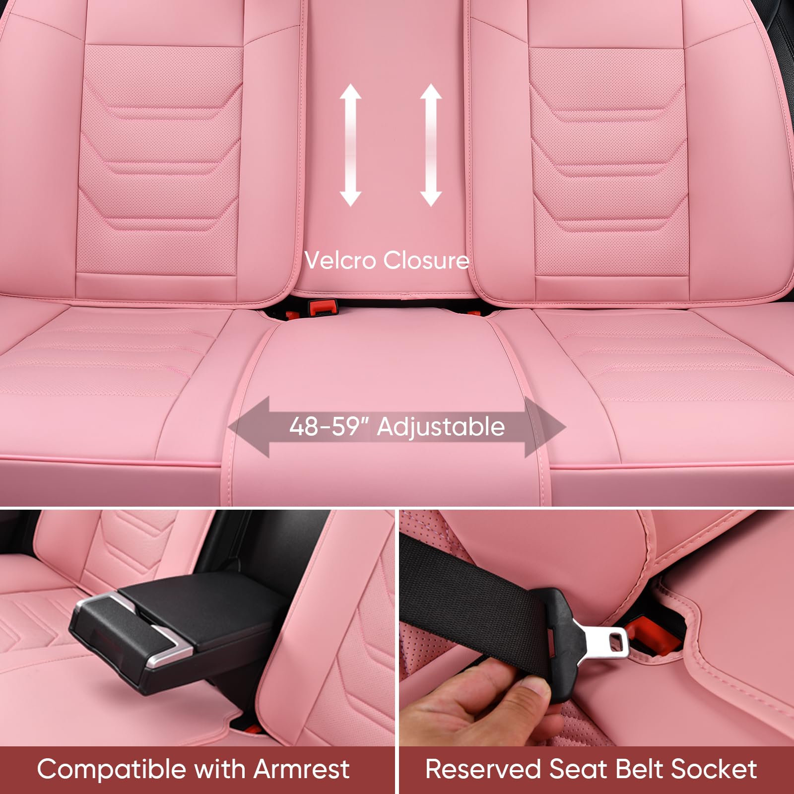 TIEHESYT Sitzbezug vorne und hinten für Autofahren Kunstleder Rosa