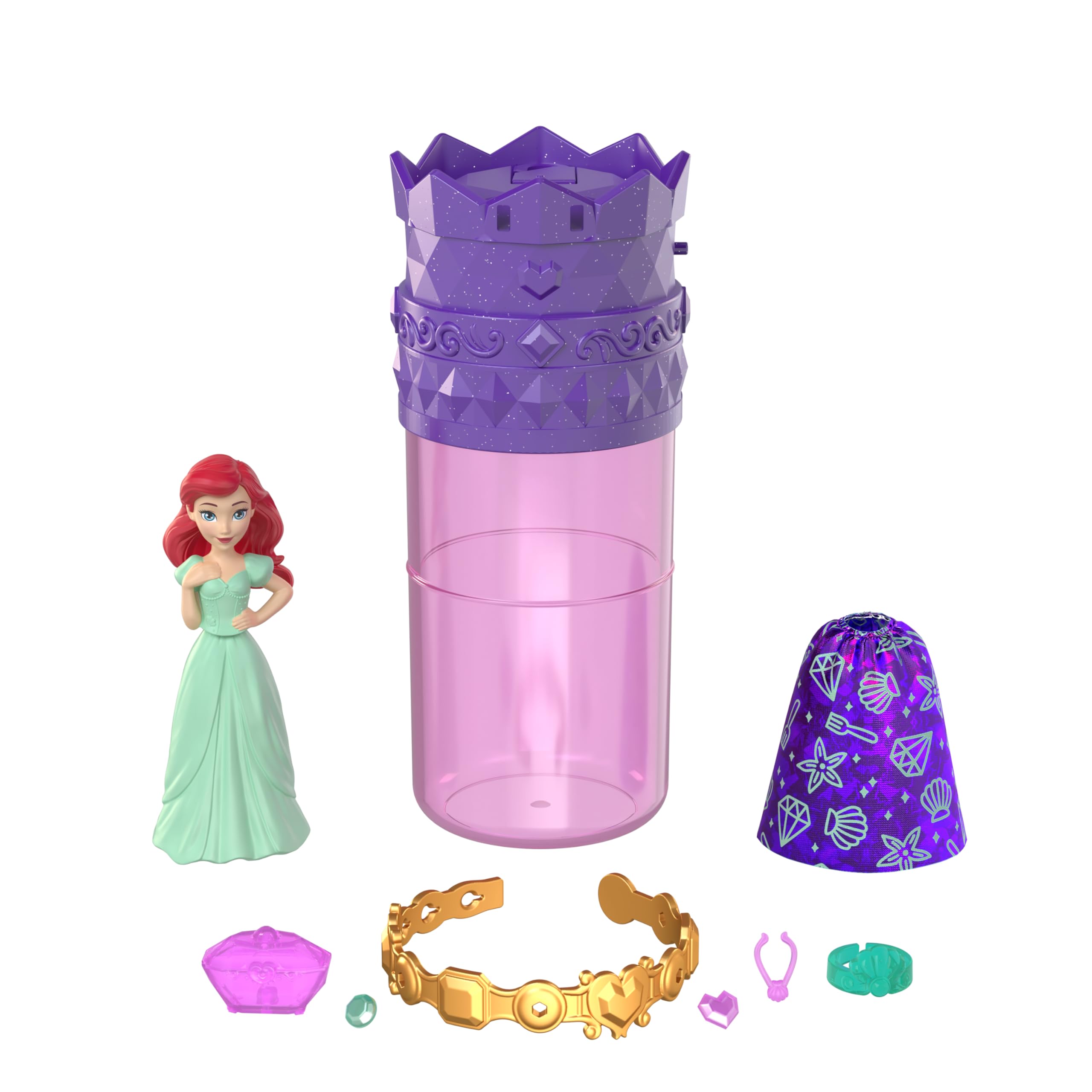 Mattel Disney Princess Small Doll Royal Color Reveal with 6 Surprises Including Scented Ring and 4 Accessories (Dolls May Vary)