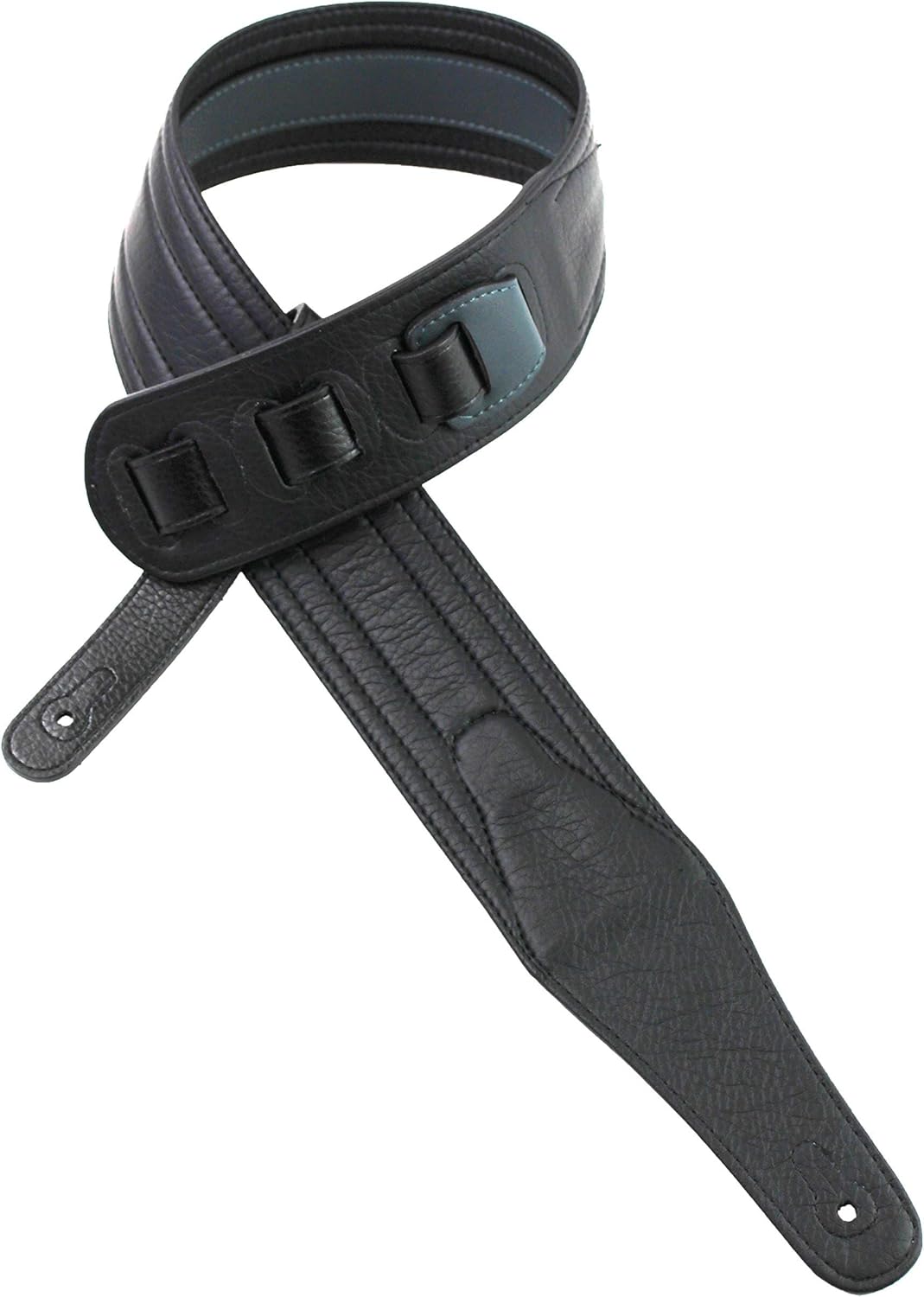 Walker & Williams G-518 Teal Gray Handmade Multi Layer Guitar Strap with Padded Glove Leather Back For Acoustic, Electric, And Bass Guitars