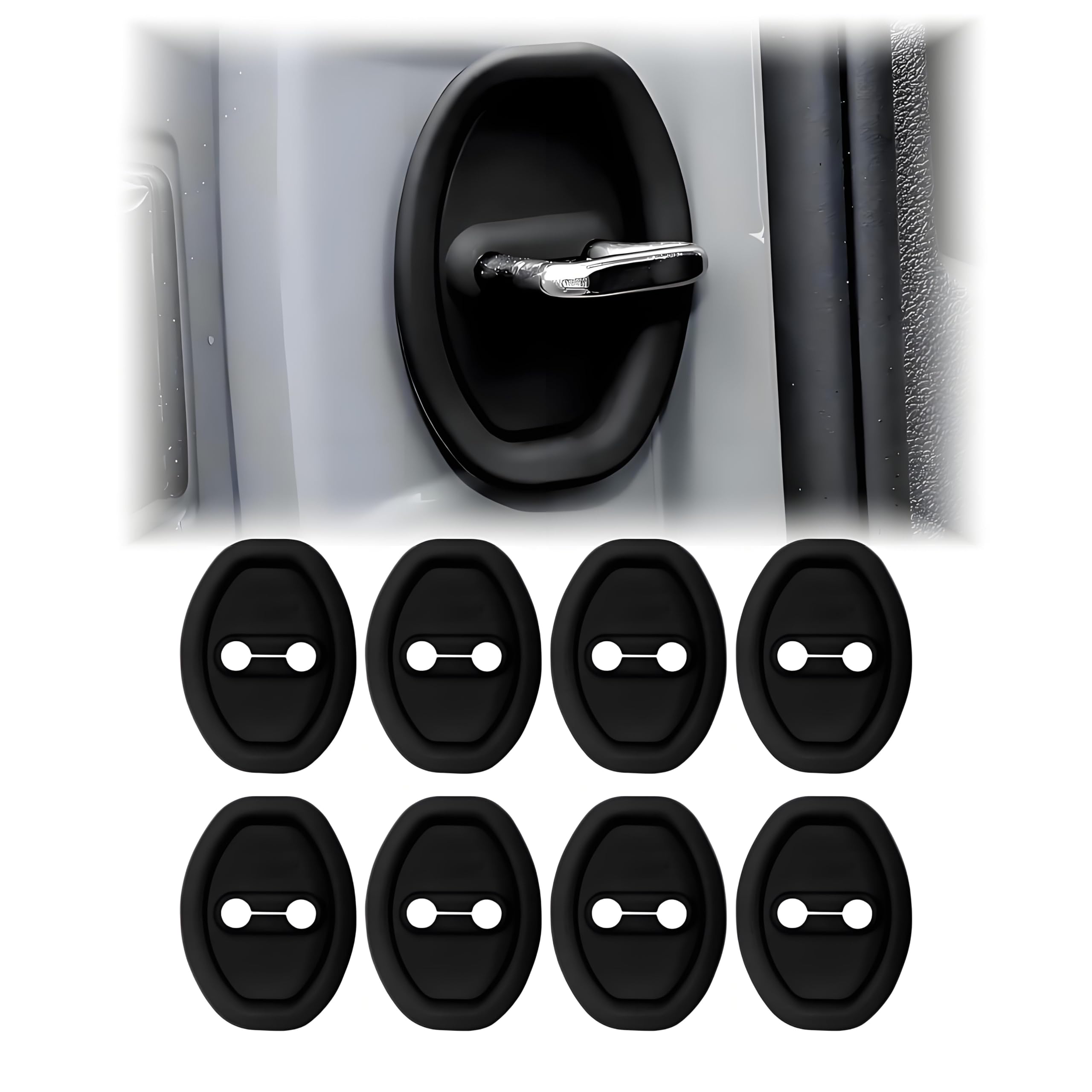 QIZUN 8 PCS Car Silicone Door Latch Protective Cover for Opel GRANDLAND Mild Hybrid 2025-, Car Door Lock Decorative Covers Thickened Silicone Car Door Latch Strike Guard Covers