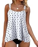 RXRXCOCO Women Tankini Bathing Suits Ruffle High Waisted Swimsuit Plus Size Tummy Control Swimwear