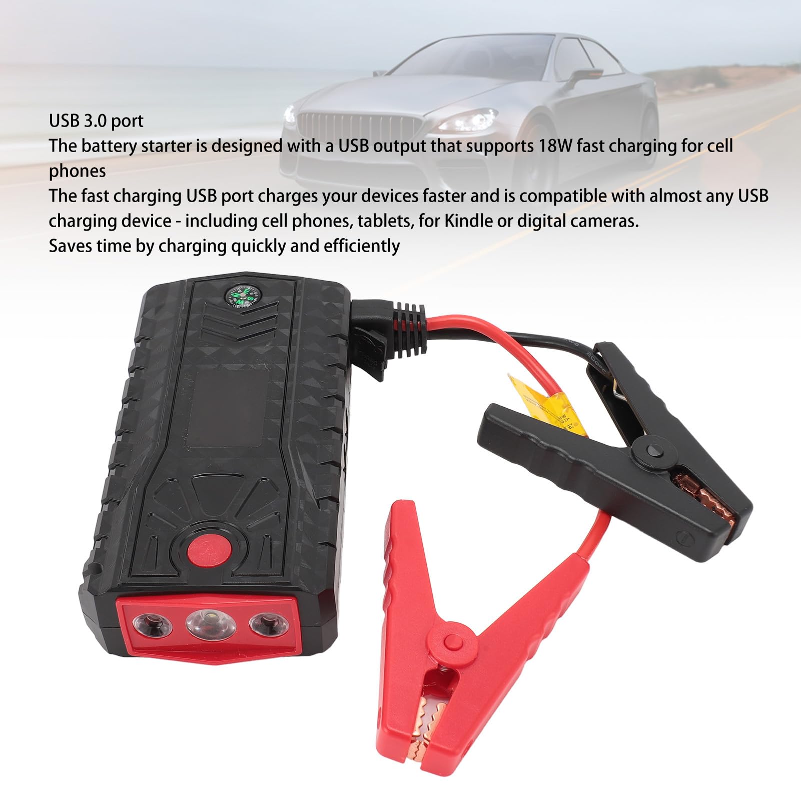 Cosiki Starter Akumulatora Samochodowego, 100-240 V 12 V, 4 Wzmacniacz Akumulatora USB, Szybkie Obciążenie, Profesjonalne światło LED z ładowarką ścienną do Silnika Diesla (wtyczka UE)