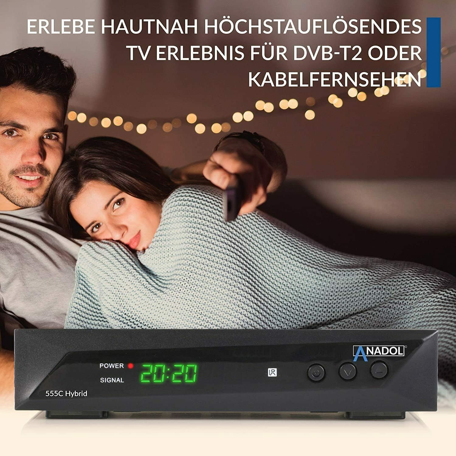 Anadol 555c - Hybrid DVB-T2 / DVB-C HDTV Kabel Receiver - PVR Aufnahmefunktion und Timeshift - Full HD Mediaplayer HDMI + USB - Digitaler Hybrid Receiver - lernbare Fernbedienung