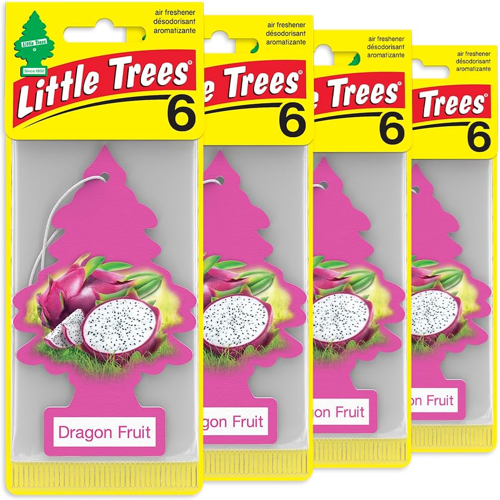 LITTLE TREES Car Air Freshener | Hanging Tree Provides Long Lasting Scent for Auto and Home | 24 Air Fresheners |Dragon Fruit