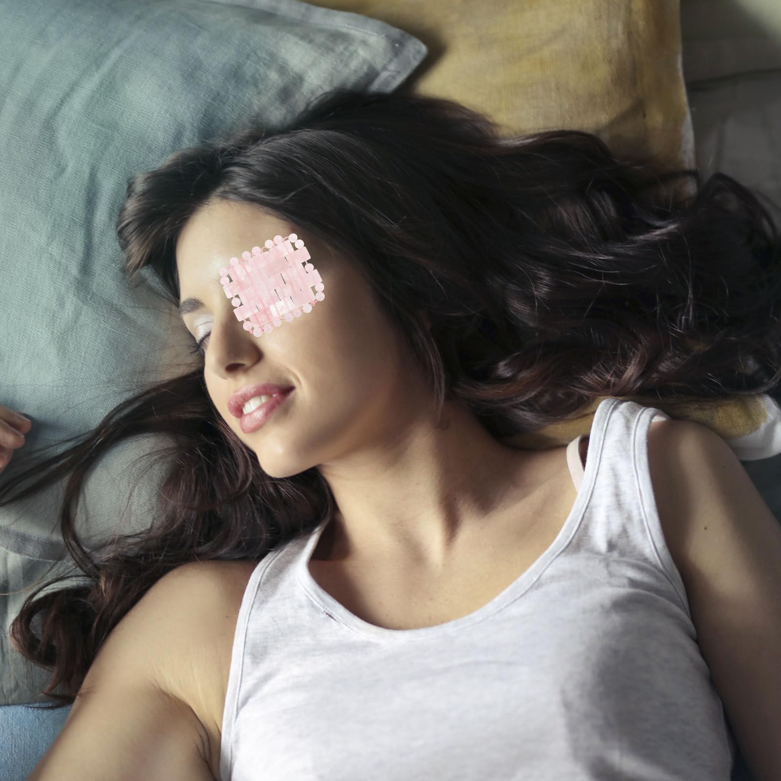 Maschera per Occhi in Quarzo Naturale Copri Occhio Rinfrescante, Design Semplice, per Massaggio e Recupero Dopo Sole, 1 Paio per Ragazze
