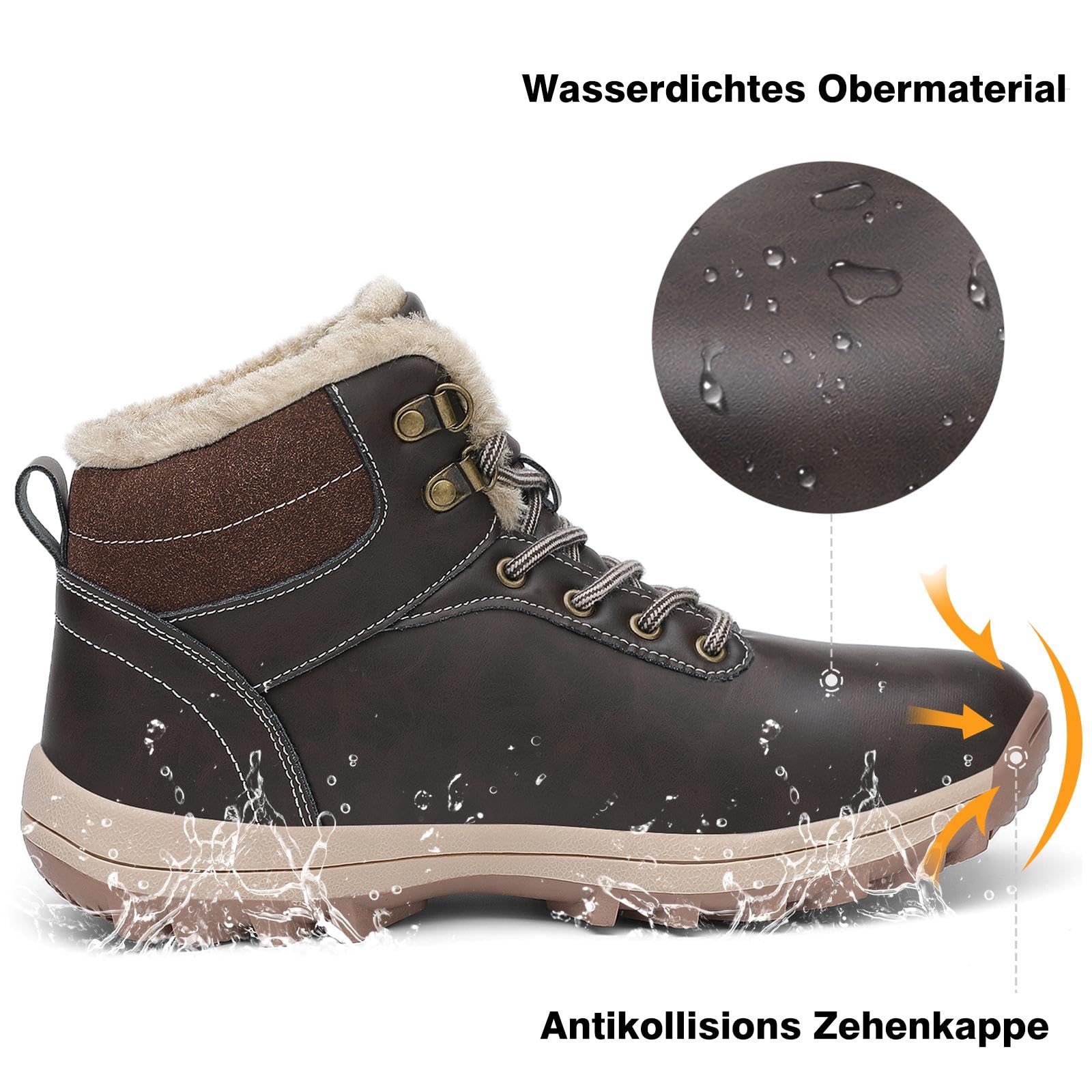 Mishansha Stivali Uomo Donna Invernali Impermeabili Stivaletti Neve Antiscivolo,Gr.36-48