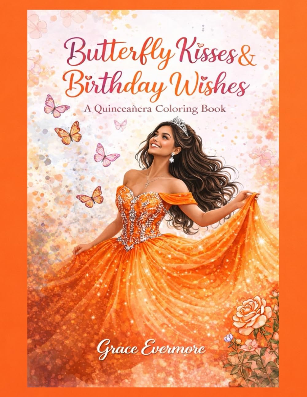 Butterfly Kisses & Birthday Wishes: A Quinceañera Coloring Book: A Quinceañera & Sweet 15 Coloring Book for Teen Girls – Princess Dresses, Tiaras, ... Pages (Grace Evermore coloring series)