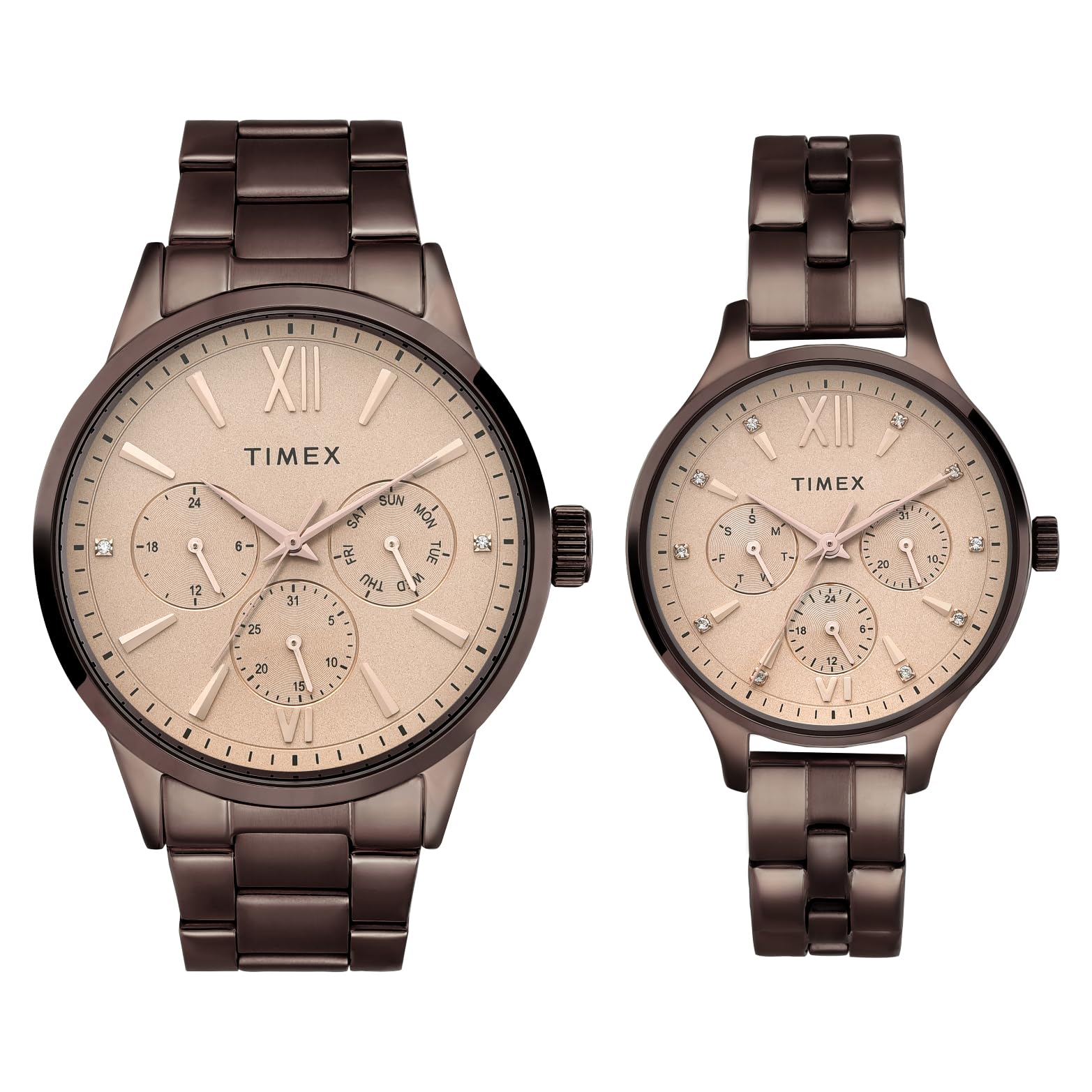 TIMEX Stainless Steel Unisex Pairs Rose Gold Round Multifunction Dial Analog Watch- Tw00Pr306 (B0CQRQ85SF) Amazon Price History, Amazon Price Tracker