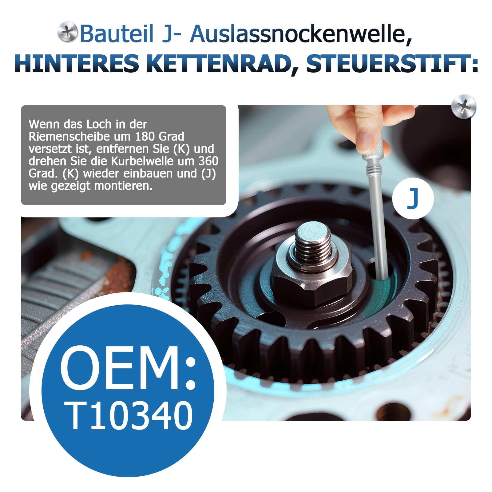 RUIZHI Outil pour Courroie Dentée, Kit D'outils de Réglage pour Moteur Automobile avec Inclinomètre Compatible avec Audi, Seat, VW 1.5 TSI Petro, OEM : Vas 611 007, T10504/1, T10340, T10499