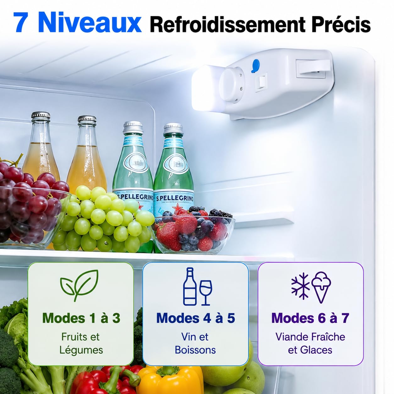YASHE Mini réfrigérateur 86 L avec congélateur, double porte, thermostat réglable 7 niveaux