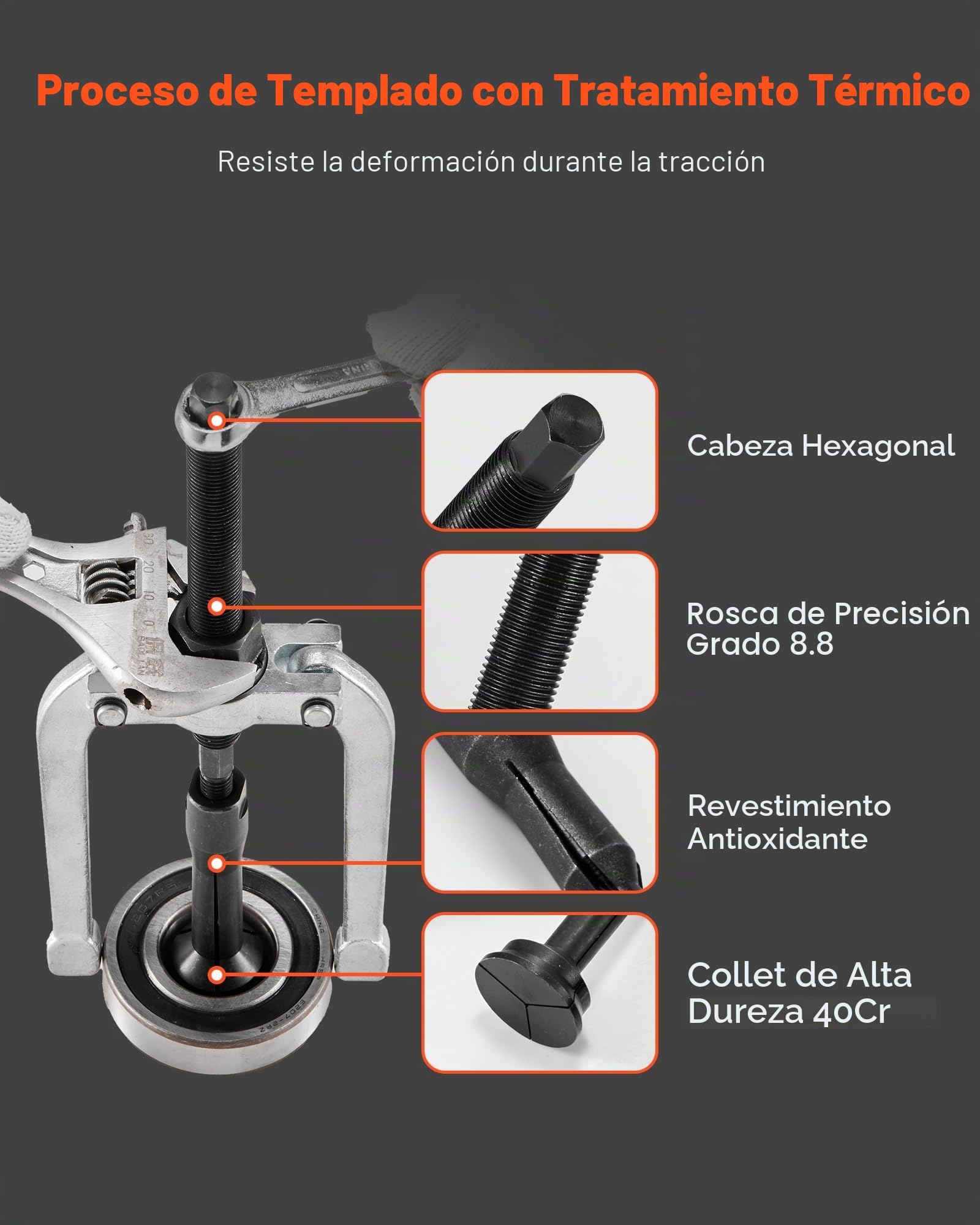 VEVOR Juego de Extractores de Cojinetes para Agujeros Ciegos, 16 en 1, Kit de Extracción de Juntas y Pistas de Cojinetes Internos, Martillo Deslizante, Inserto Piloto, con 10 Pinzas Divididas
