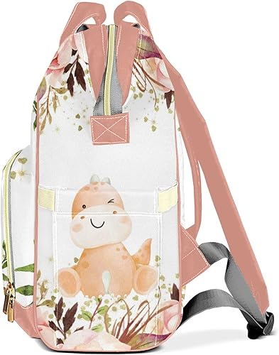 Miniatura 2 de Linda mochila de pañales con diseño de conejo de hoja verde con nombre, bolsa multifunción de gran capacidad para mamá, papá, unisex, niño y niña,