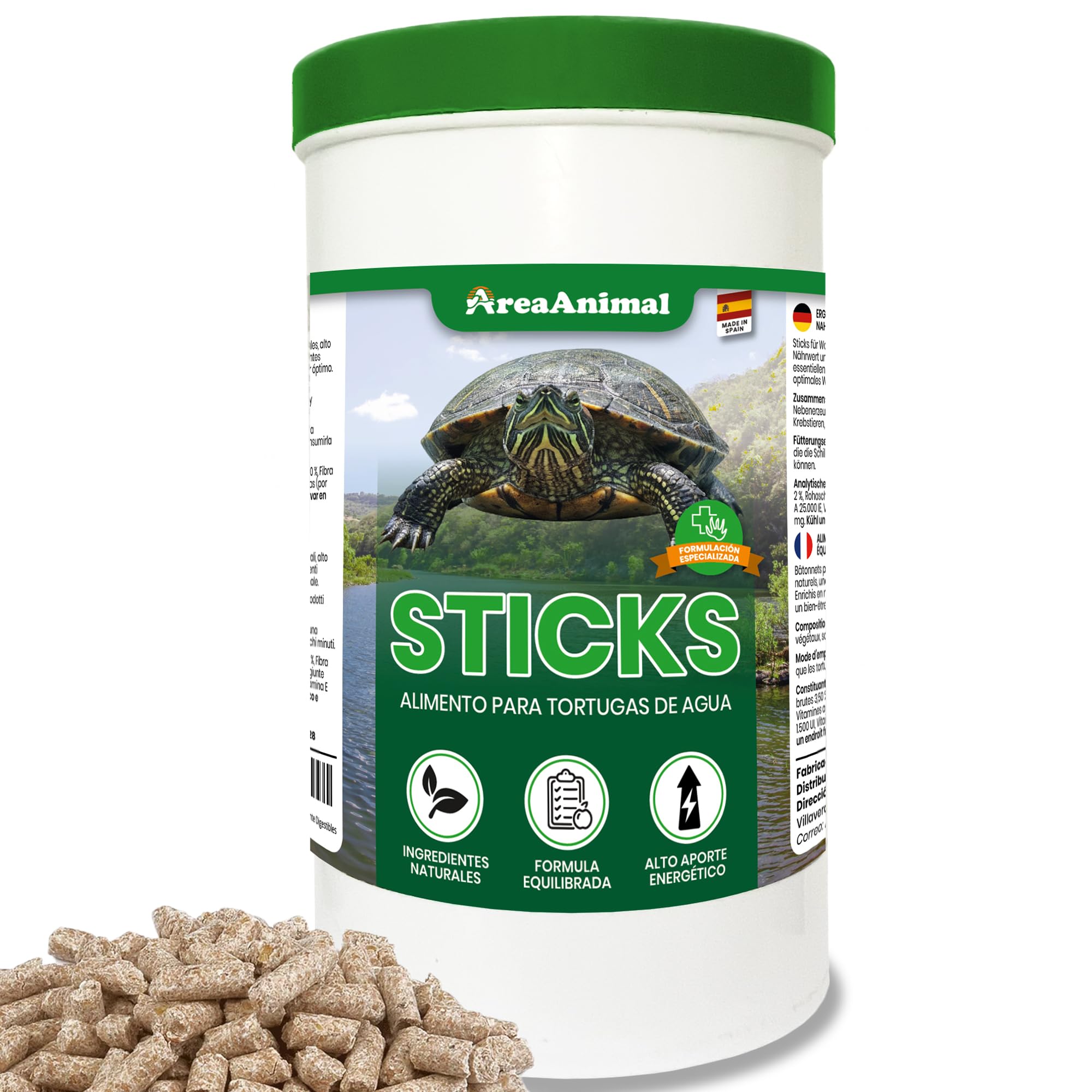 AreaAnimal - Comida Tortugas de Agua, 1.5KG/5L Comida Tortuga Stick, Alimento Tortuga Agua con Alto Valor Nutritivo, Alimento Tortugas Altamente Digestibles — view 8