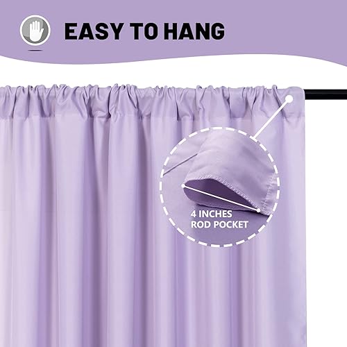 Miniatura 5 de MYSKY HOME Cortinas de fondo de 10 x 10 pies para fiestas, cortinas de fondo morado claro, cortinas de boda, cortinas de escenario, cortinas con