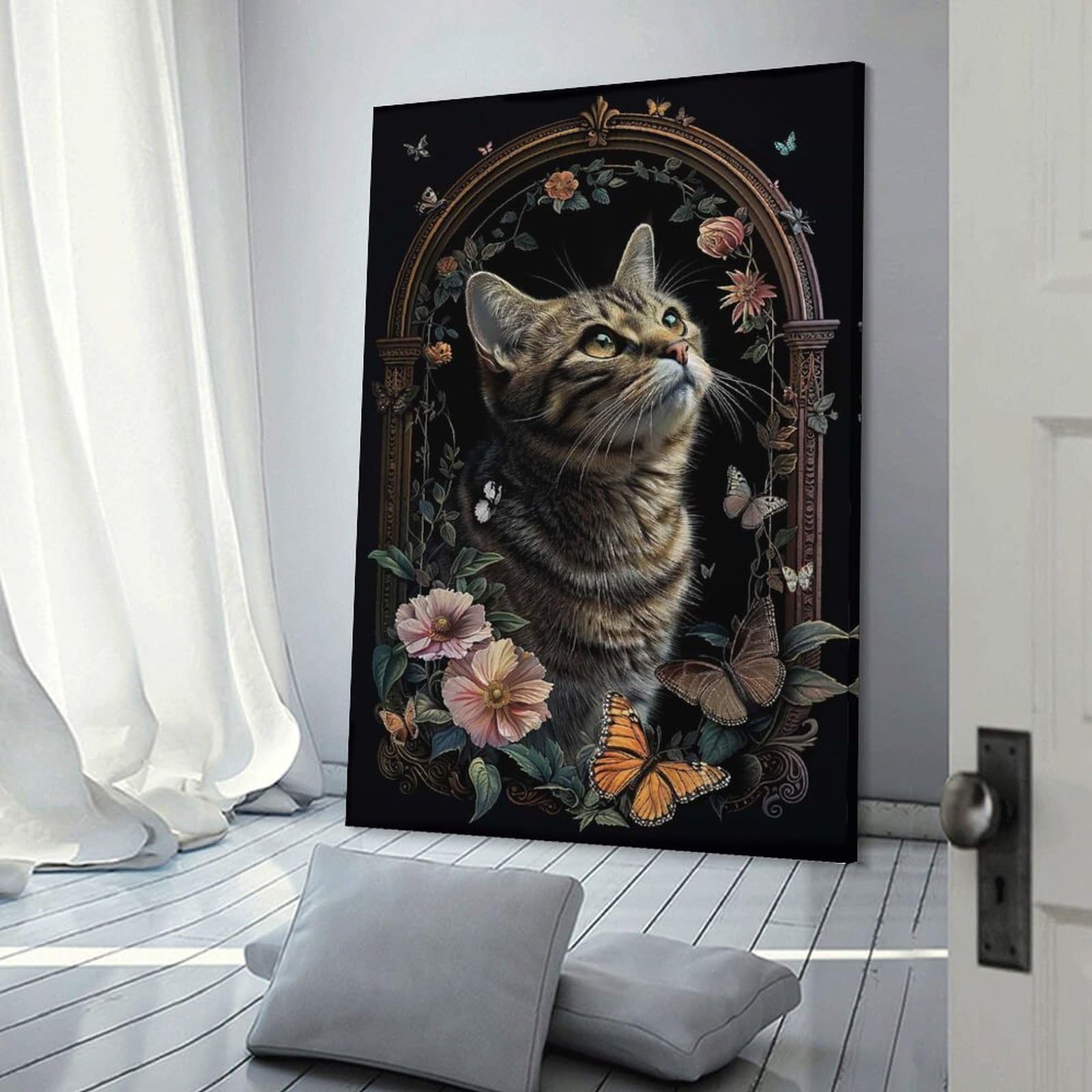 Junmoney Frame-Style-2 Home Decor Wall Art American Shorthair, 20X30inch(50X75cm), For Workspace Walls, Study Corners Or Bedrooms, A Smart Decor Choice For Study Walls