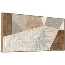 HUADAOART Abstract Geometric Canvas Wall Art 20x40 Inch - Neutral Brown Beige Framed Wall Decor for Living Room Minimalist Modern Line Art for Bedroom Large Horizontal Wabi Sabi Wall Painting