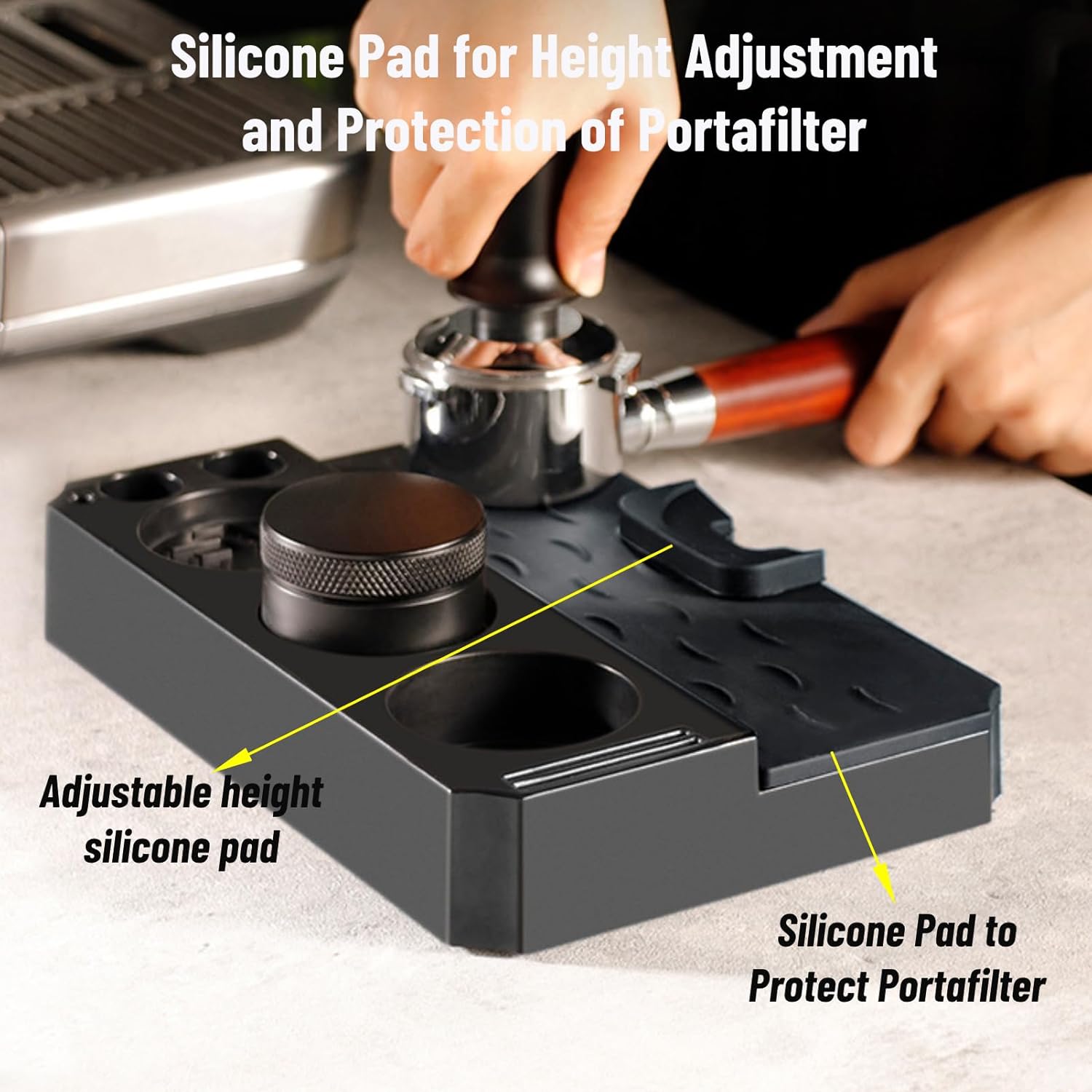 Multifunctional Tamper Station,Espresso Tamping Station,Non-slip Espresso Tamper Station Fit 51-58mm Tamper Distributor Portafilter,Tamper Holder,Fit Both Bottom & Bottomless Coffee Portafilter Holder