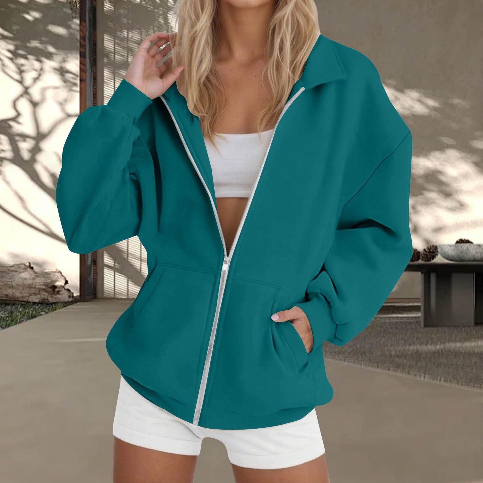 Chaqueta con capucha para mujer con cremallera – Sudadera con capucha