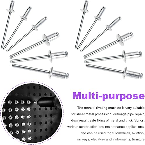 Miniatura 3 de OCR Remaches ciegos de aluminio, 180 unidades, 6 tamaños, remaches de extracción de núcleo, remaches decorativos de acero, mandril, clavos, cúpula