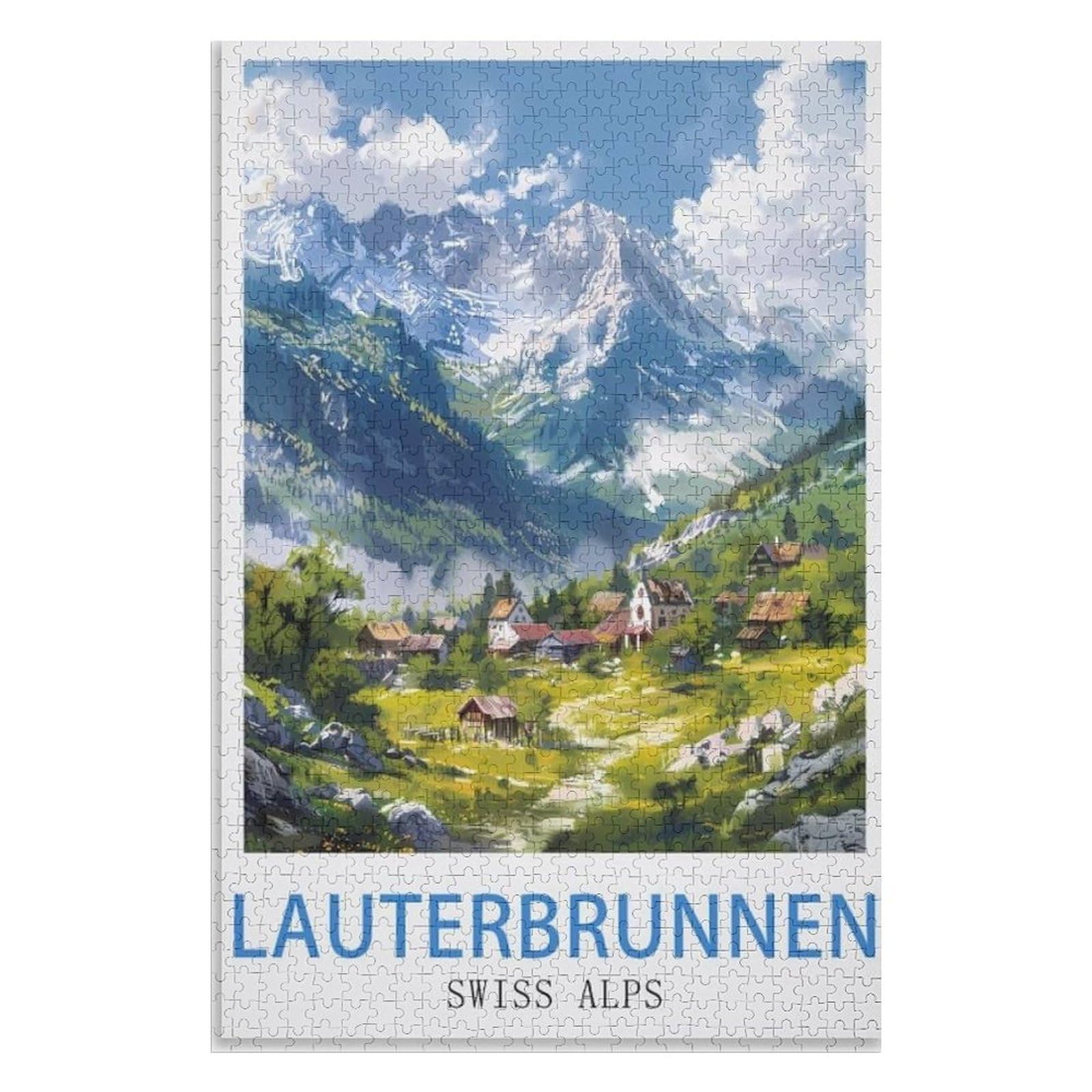 Challenge Yourself，Lauterbrunnen Swiss Alps，Adults 1000 Piece Jigsaw Puzzle- Christmas，52x38，paper puzzle ，AA-1249
