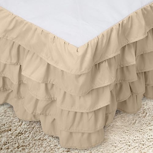 Miniatura 2 de Elegant Comfort Leila Collection - Falda de cama con múltiples volantes, 1500 hilos, calidad egipcia, con volantes antipolvo de fácil ajuste, caída