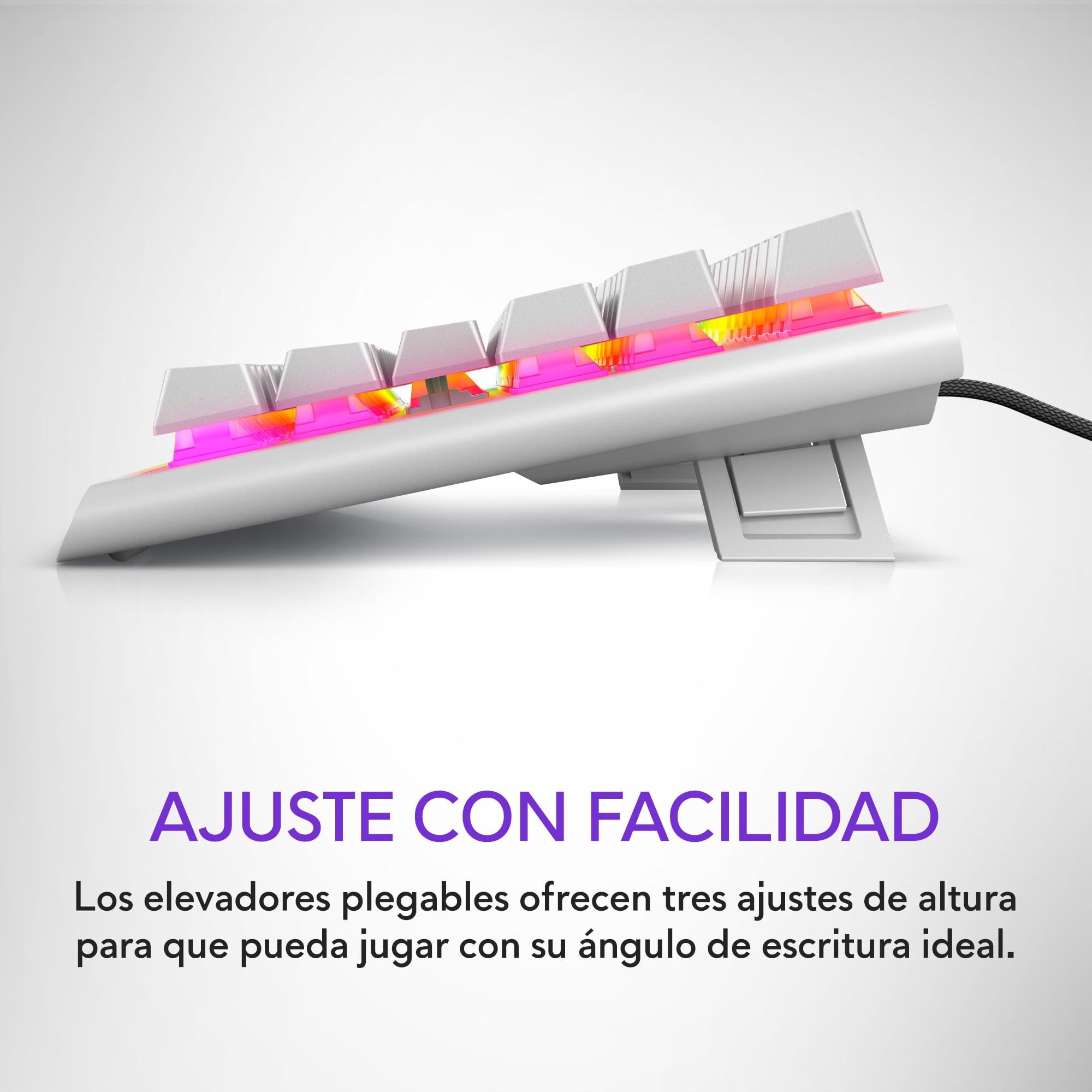 Alienware AW420K Teclado Gaming sin Teclado Numérico, Diseño Compacto, Switches CHERRY MX Red, USB, Anti-Ghosting, N-Key Rollover, Retroiluminación AlienFX RGB, Teclado Español - Lunar Light