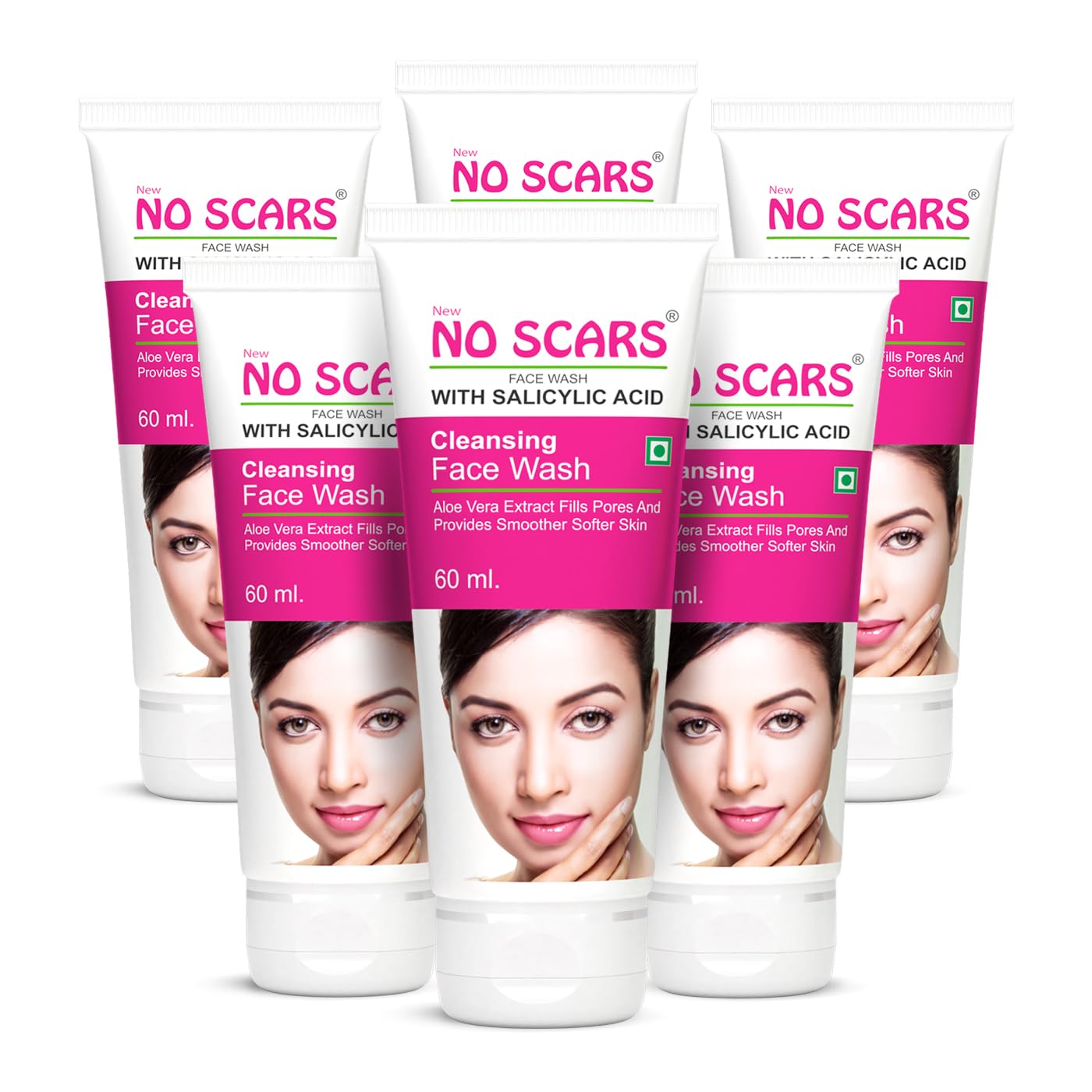 NO SCARS Aloevera Face Wash For Deep Cleansing | Clear Skin, Reduce Acne, Scars For Acne Prone Skin - Men & Women 60Ml (Pack Of 6)