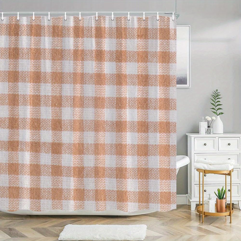 GLWDMB 1 Piece 180x220CM Classic Checkered Printed Shower Curtain With Hook, Polyester, for Windows And Walls, Bathtub, Bathroom, Machine Washable, All Season Universal