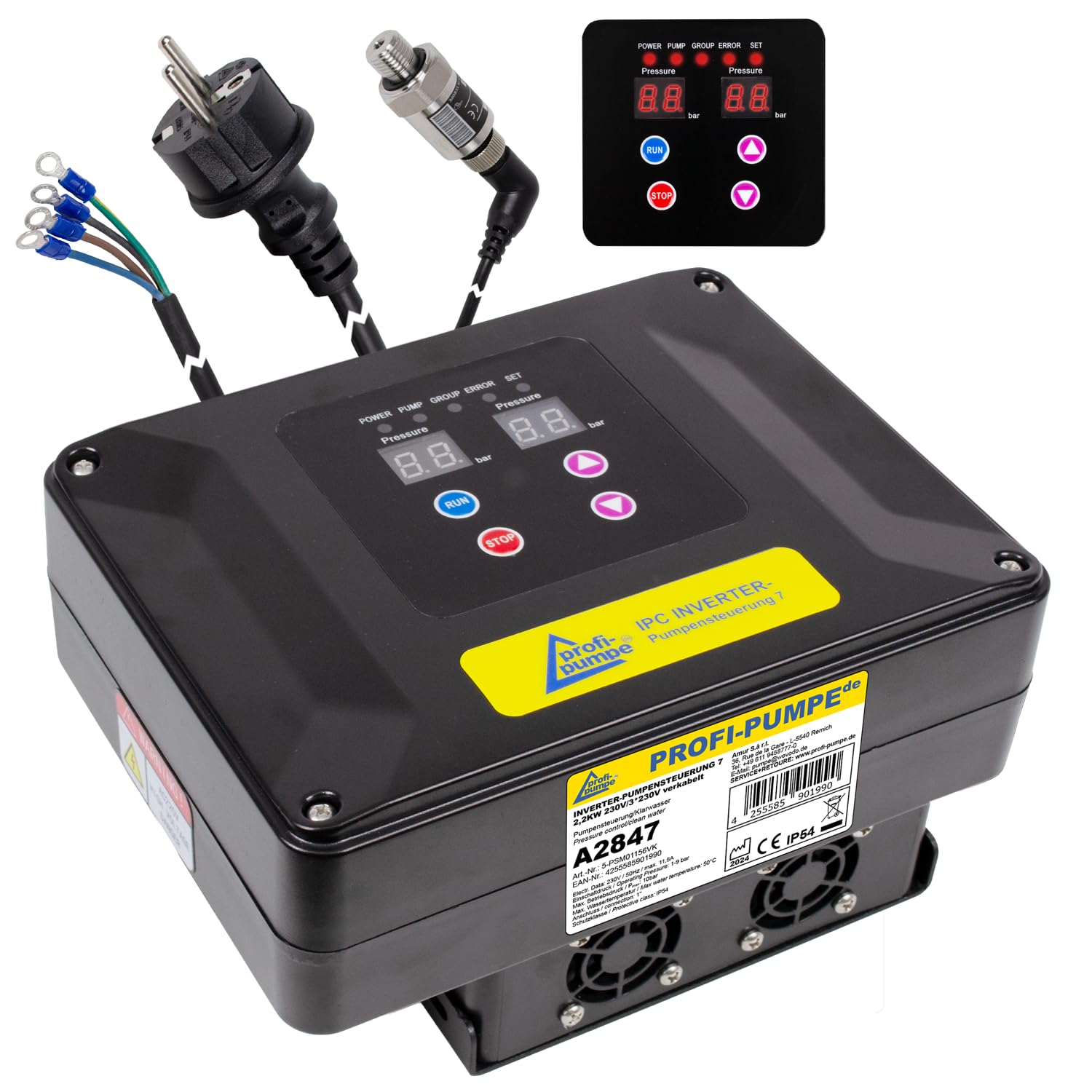 CONTROLLER POMPA CON INVERTER PRESSOSTATO cablato Pressostato Controller automatico Monitor di flusso per pompa acqua sanitaria pompa da pozzo (controllo pompa INVERTER 7-2.2KW 1 * 230V/3 * 230V)