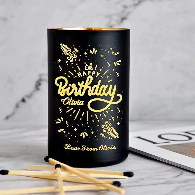 Personalised Candles Gifts for Women Scented Candles Orange Blossom Jasmine Amber Custom Gift Scented Candle Coconut Wax Candle for Her Girl Woman Gift for Birthday 40 Hours(Design 2)