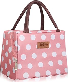 HOMESPON Sac à déjeuner isotherme pour boîtes à déjeuner en tissu imperméable pliable pour femmes, adultes, étudiants (Pink)