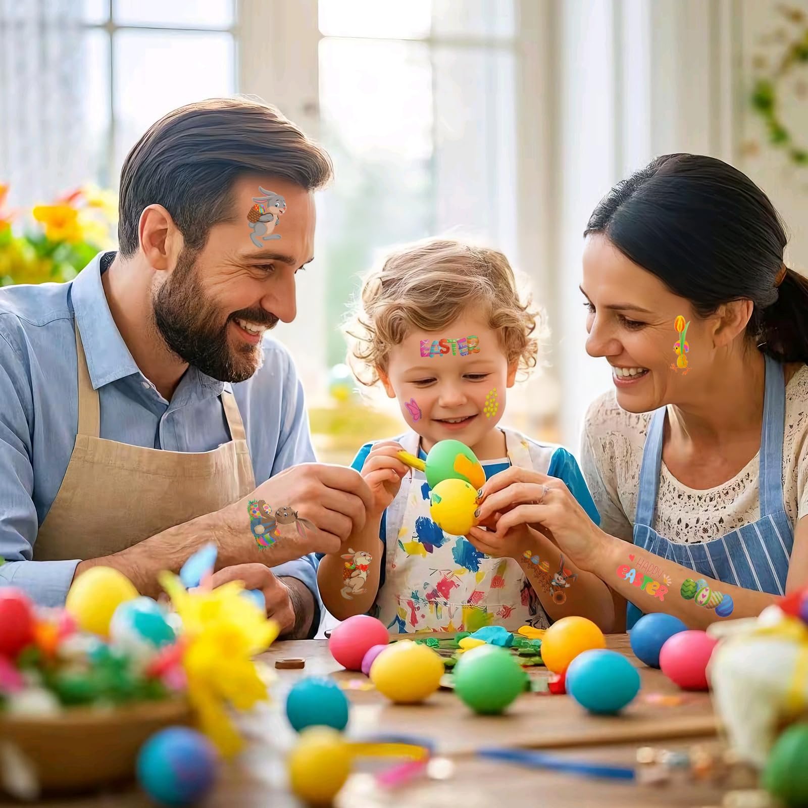 Hamiutci 90Pcs Bulk Easter Temporary Tattoos for Kids, Easter Bunny & Egg Designs, Waterproof Spring Easter Face Tattoo Stickers for Easter Egg Hunts, Basket Stuffers,Party Favors & Goodie Bag Fillers