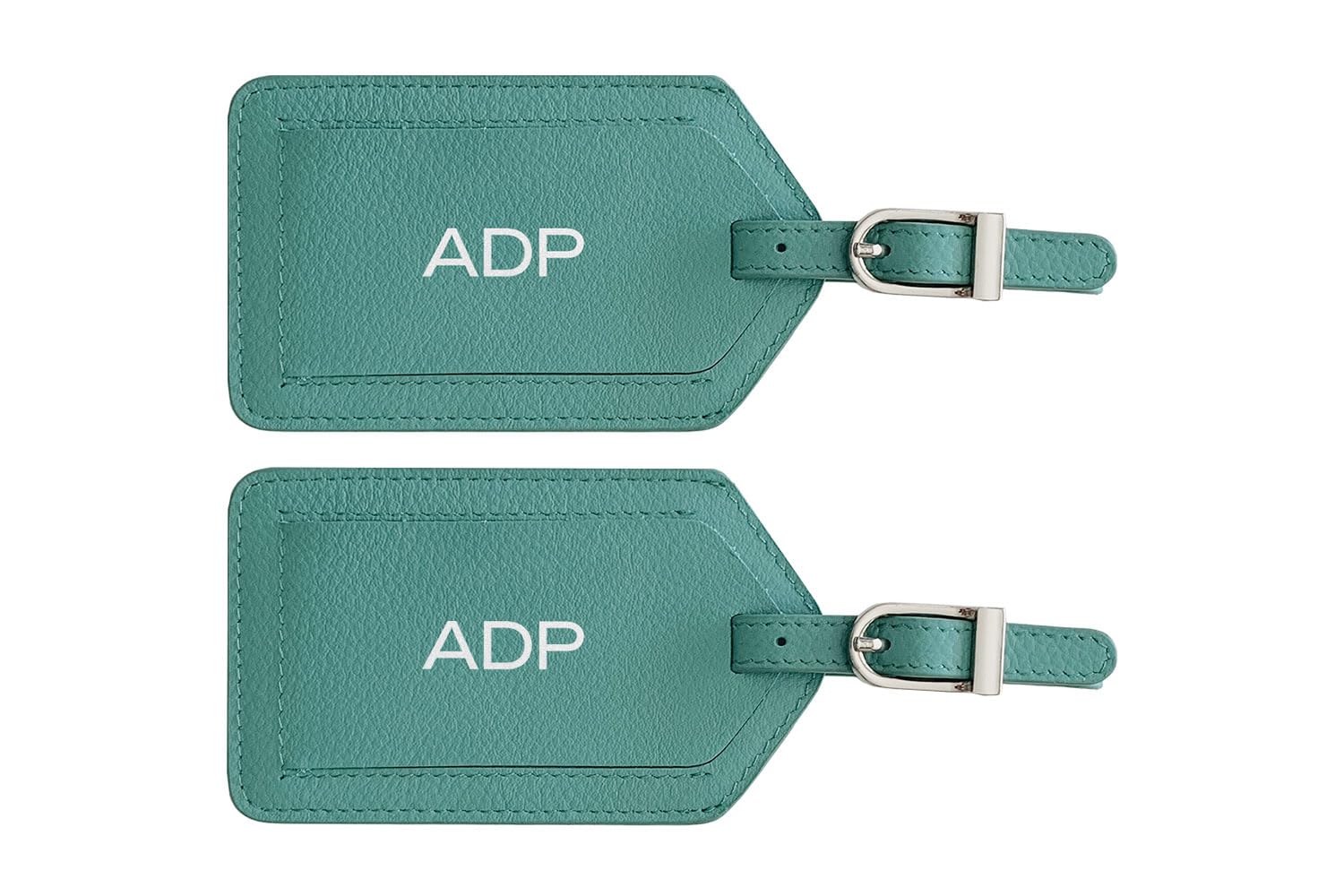 Personalized Monogrammed Leather Luggage Tags - 2 Pack