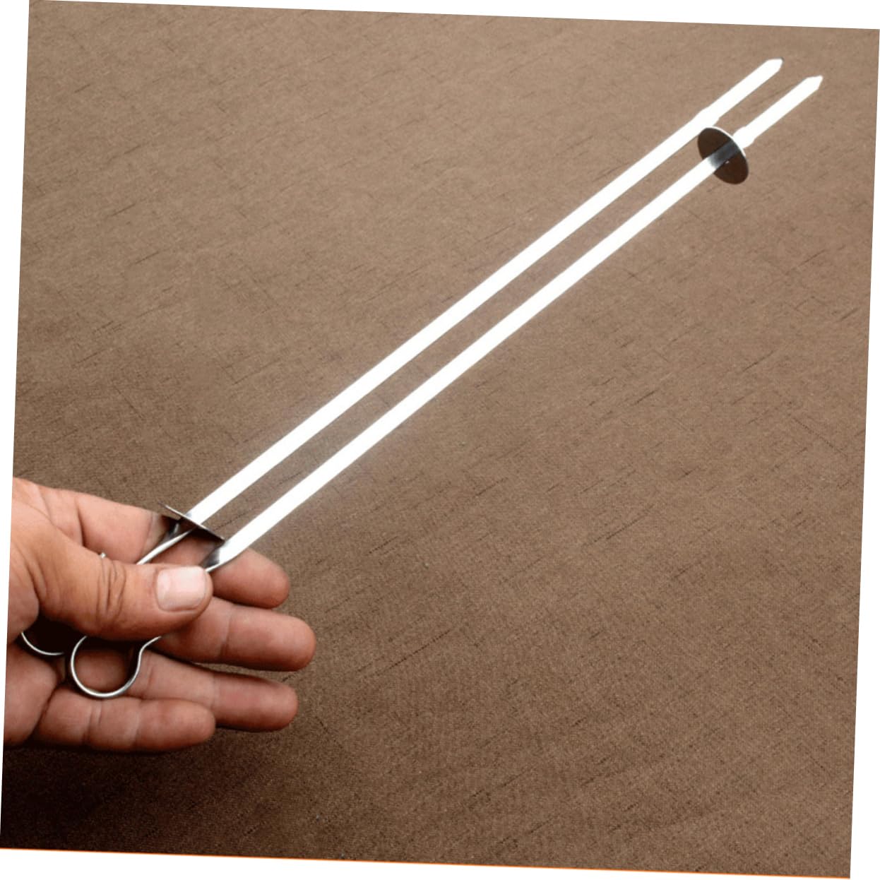 Abaodam Spiedini Per Barbecue in Acciaio Inox 20 Pezzi, Forchette Riutilizzabili Piatte Impugnatura Ad Anello Per Grigliate All'aperto, Resistenti e Pratici Per Carne e Verdure