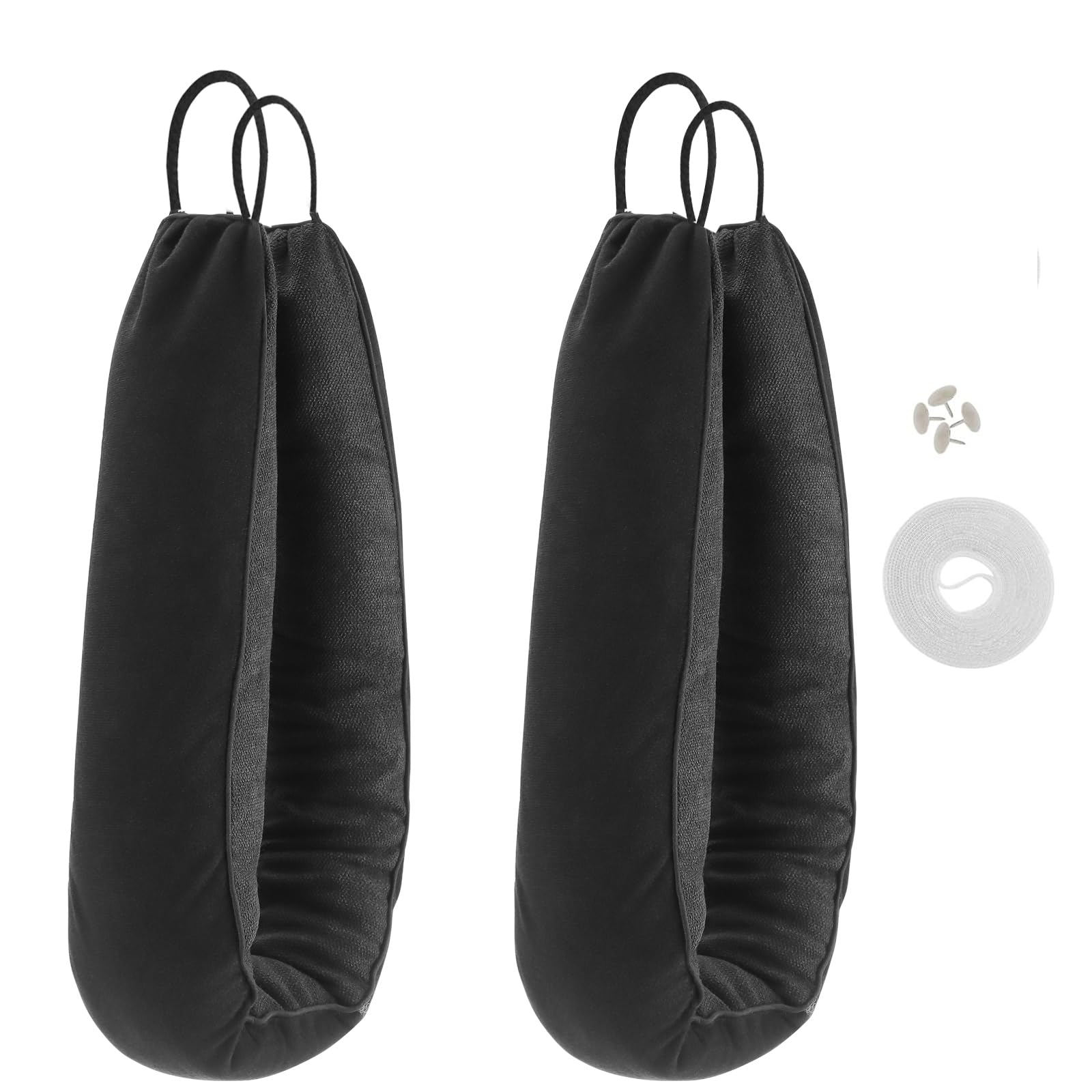 2 PCS Heavy Under Door Draft Excluder, 91x12cm Wind Stopper Noise Blocker for Bottom of Door and Window, Black Draft Excluder for Doors
