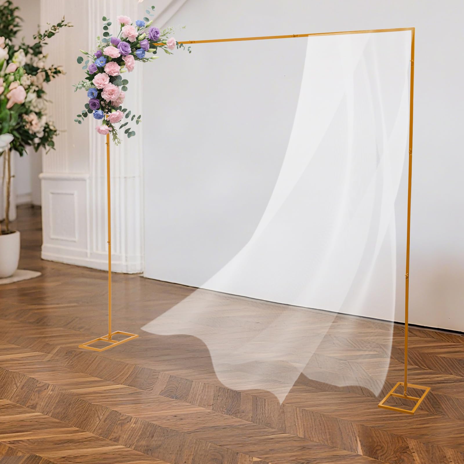 Supporto per matrimonio, quadrato, 2,4 m, decorazione per matrimoni, cornice in metallo pesante, sfondo fotografico per matrimoni, compleanni, feste, stabile, per interni ed esterni