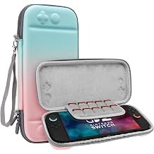 FIWWAT Switch 2 Case Carrying Case for Nintendo Switch 2, Slim Hard Shell Travel Protective Bag, Lightweight Portable Cover with 10 Game Slots, Smooth Easy to Clean, Pink Blue
