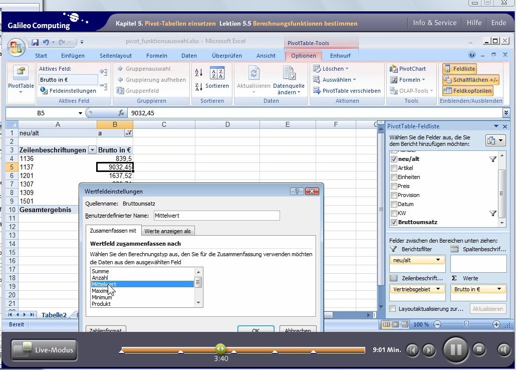 Excel 2007 professionell einsetzen. Das Video-Training für Controlling, Finanzplanung, Personalplanung, Büroeinsatz und Projektmanagement