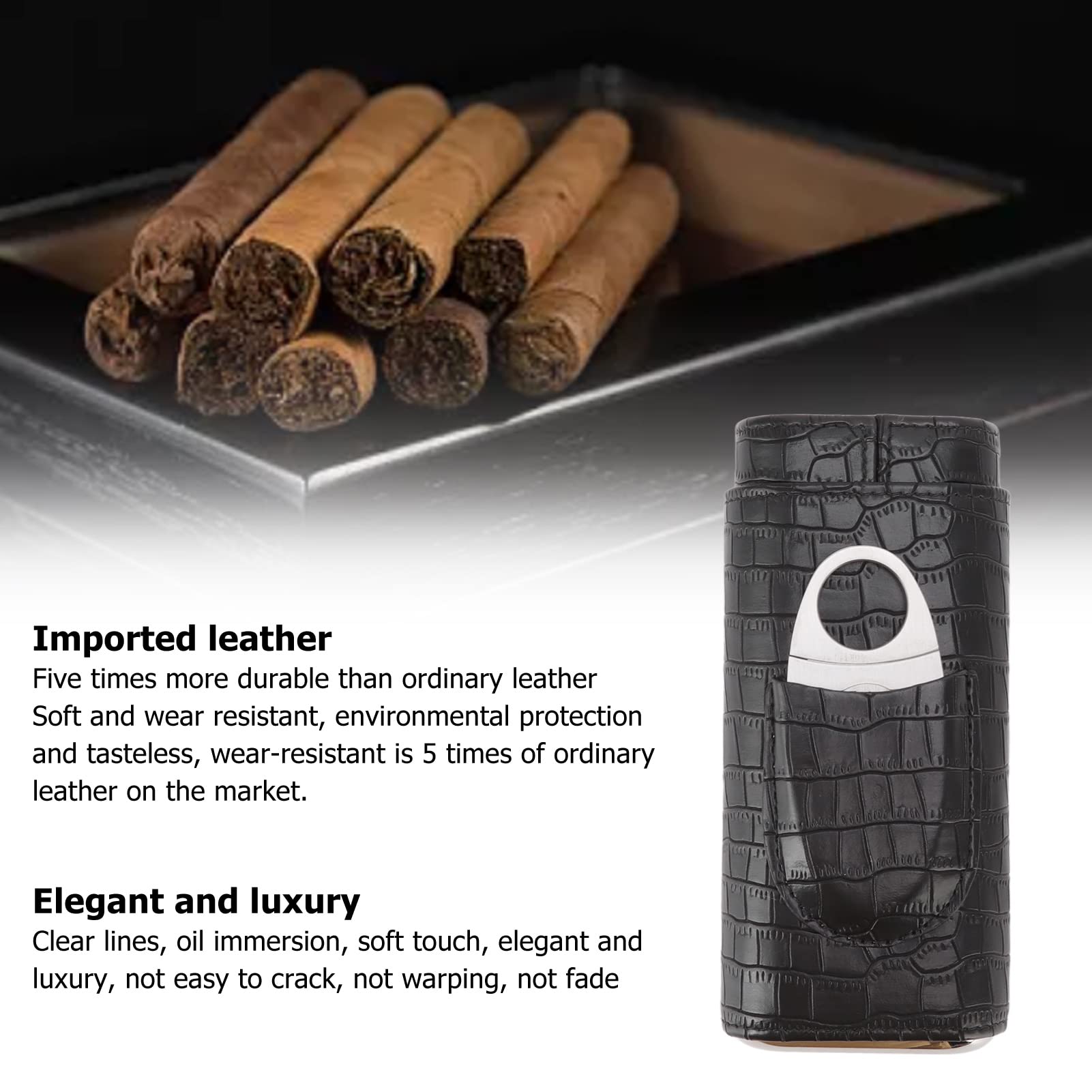 Etui na Cygara Przenośne 3 Szt. Uchwyt na Akcesoria do Cygar Cigar Humidor Etui z Nożem do Podróży Drewno Cedrowe Liner Idealne Akcesoria do Cygar Prezent dla Miłośników Cygar Czarny