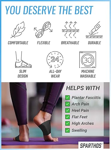 Miniatura 4 de Sparthos Manga de soporte de arco  Bandas de compresión para fascitis plantar  Mangas de soporte para el arco del pie, calcetines para hombre y