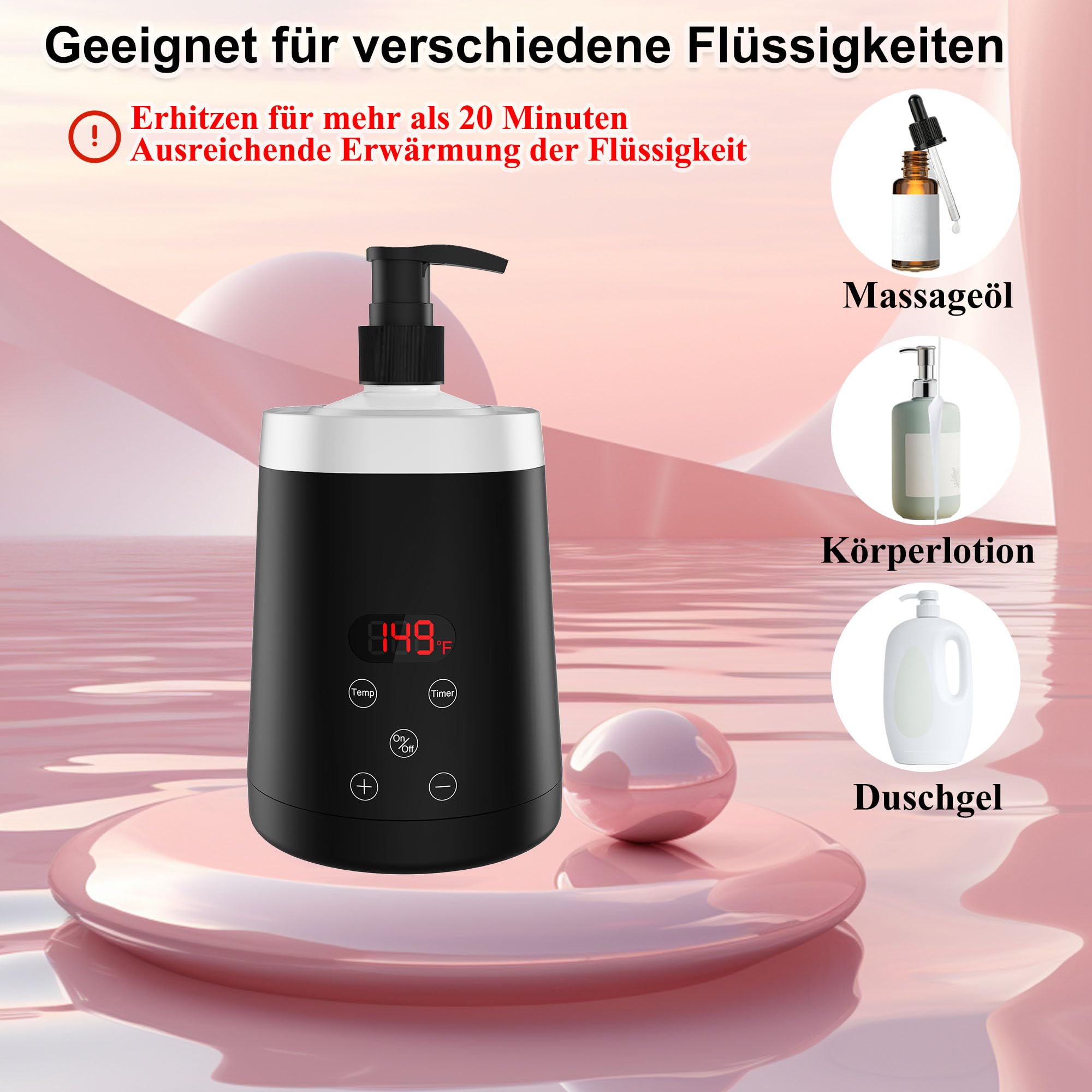 Scaldasalviette per Olio da Massaggio con Due Dispenser, 86℉-149℉, per Salone di Bellezza, Casa, Spa, Nero