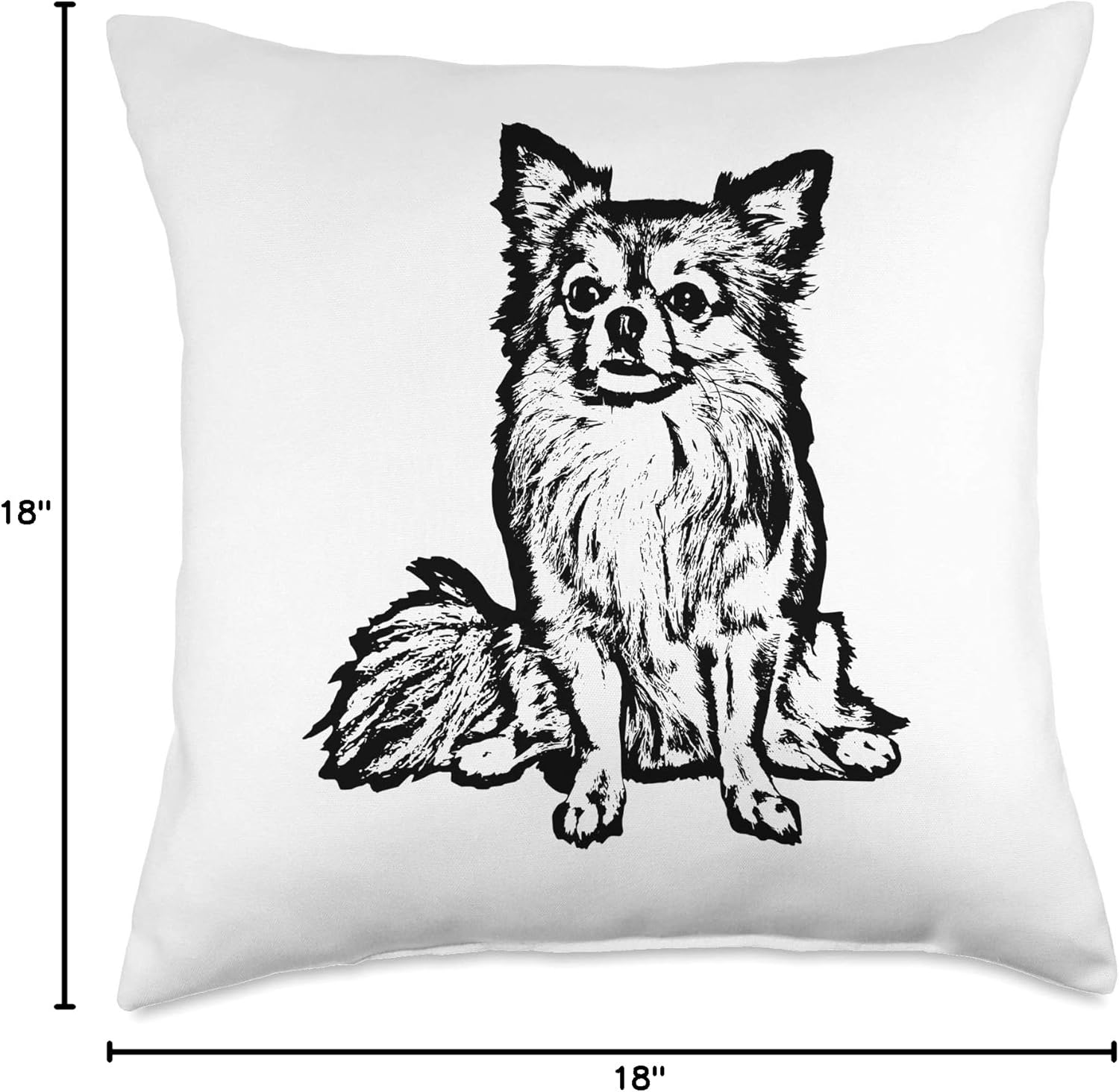 Chihuahua Long Hair Dog Lover Gift Black Throw Pillow