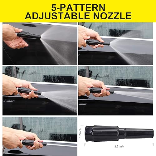 Miniatura 4 de FOXEASE - Manguera de jardín de metal de 10 pies, manguera corta de acero inoxidable resistente con boquilla ajustable sólida, portátil y ligera,