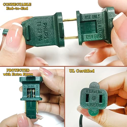 Miniatura 6 de Tira de luces LED multicolor parpadeantes de 60 luces LED enchufables, 17 de 60 luces parpadeantes, conecta hasta 45 juegos, luces de árbol de