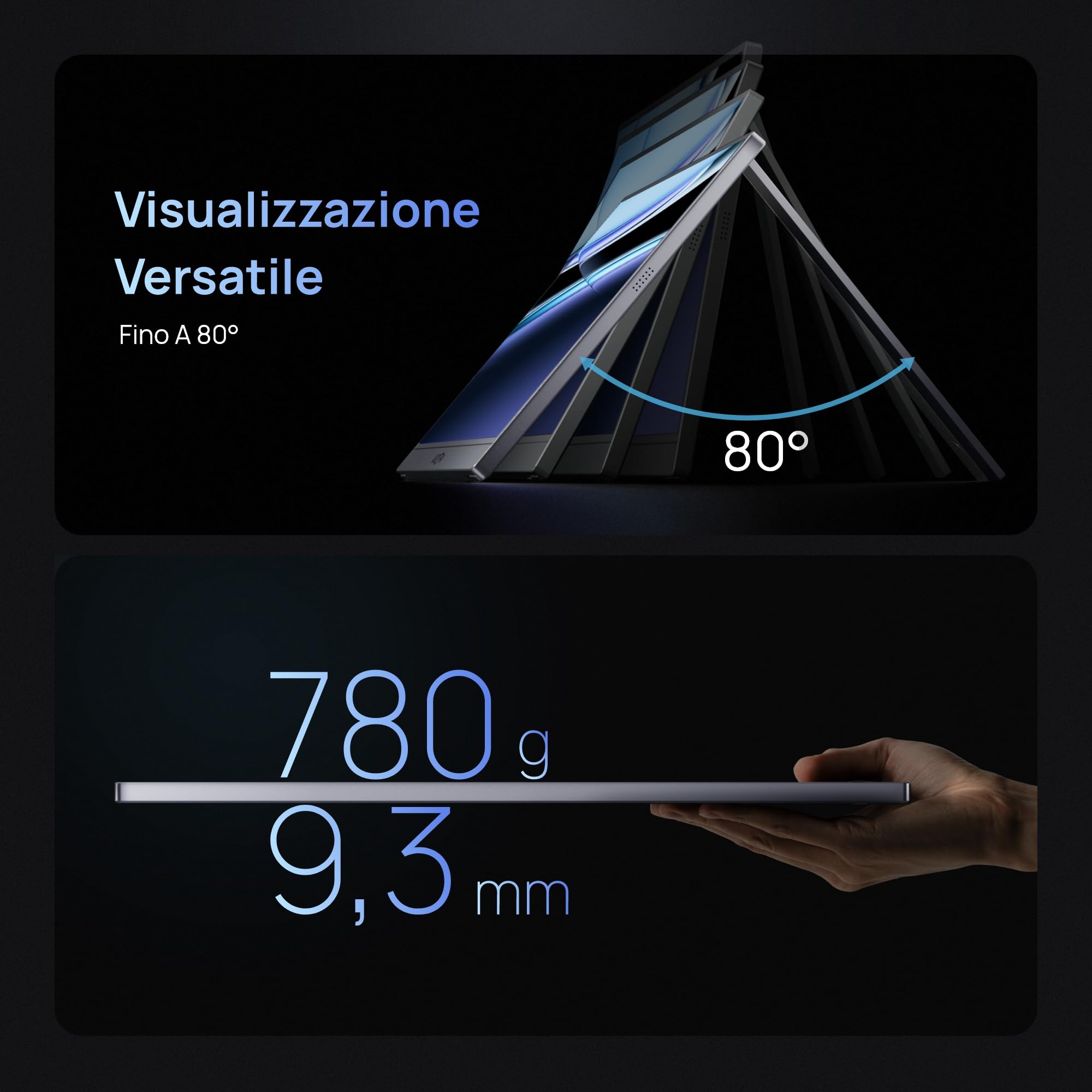 ARZOPA Monitor Portatile Z3FC 16.1" 2K QHD 180Hz | IPS HDR10 400 Nit | Ultra Sottile 780g in Alluminio | Compatibile con PC, Mac, PS5, Xbox, Switch | Grigio Spaziale-Z3FC