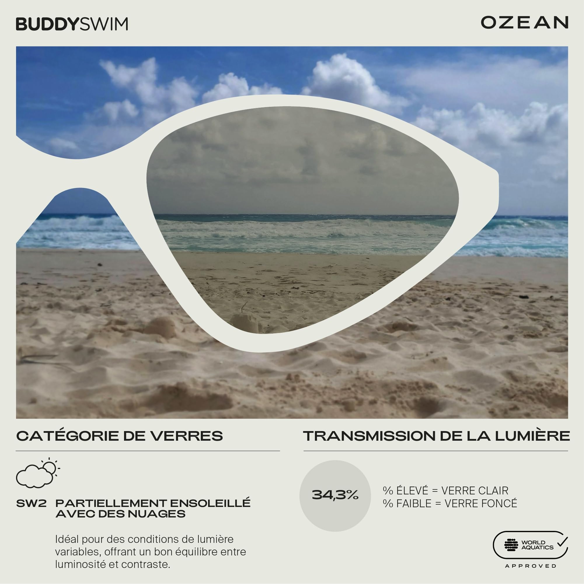 Lunette Piscine Adulte Ozean. Lunette Natation Homme avec Protection UV400. Lunettes de Piscine Femme Antibuée. Vision Périphérique. Ajustement Confortable avec Technologie HCF pour Femme.