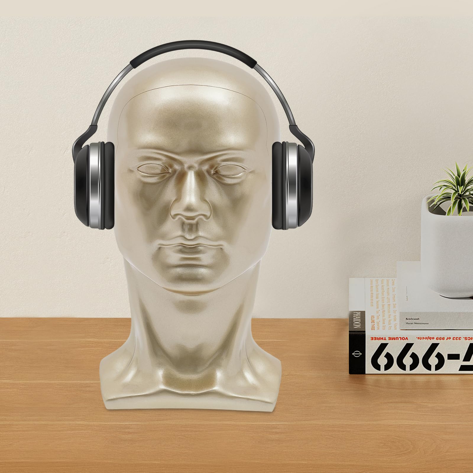 Testa manichino in PVC, testa manichino, testa vetrina, per parrucche, cuffie, cappelli e gioielli (oro champagne)