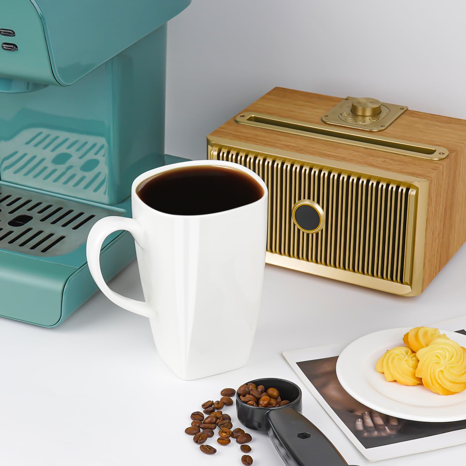 Linkidea Set Di 2 Tazze In Ceramica Extra Large 600 Ml - Rosse - Per Caffè, Tè, Latte - Adatte A Microonde E Lavastoviglie - 2